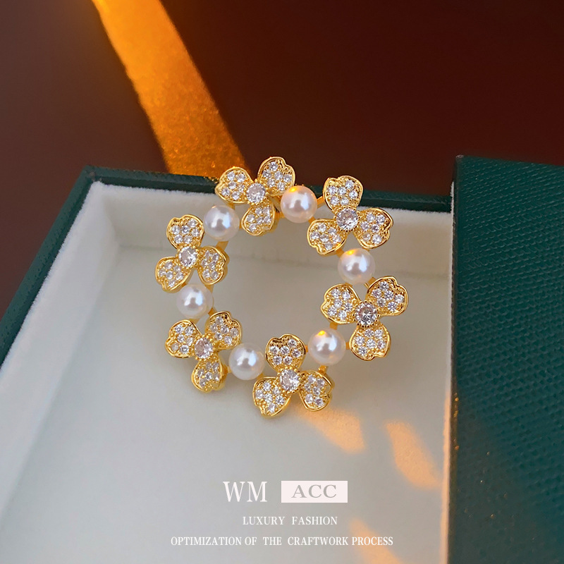 Broche de espiga de trigo con incrustaciones de diamantes Corea Dongdaemun moda abrigo Xizango ramillete personalidad celebridad de Internet simple joyería mujer