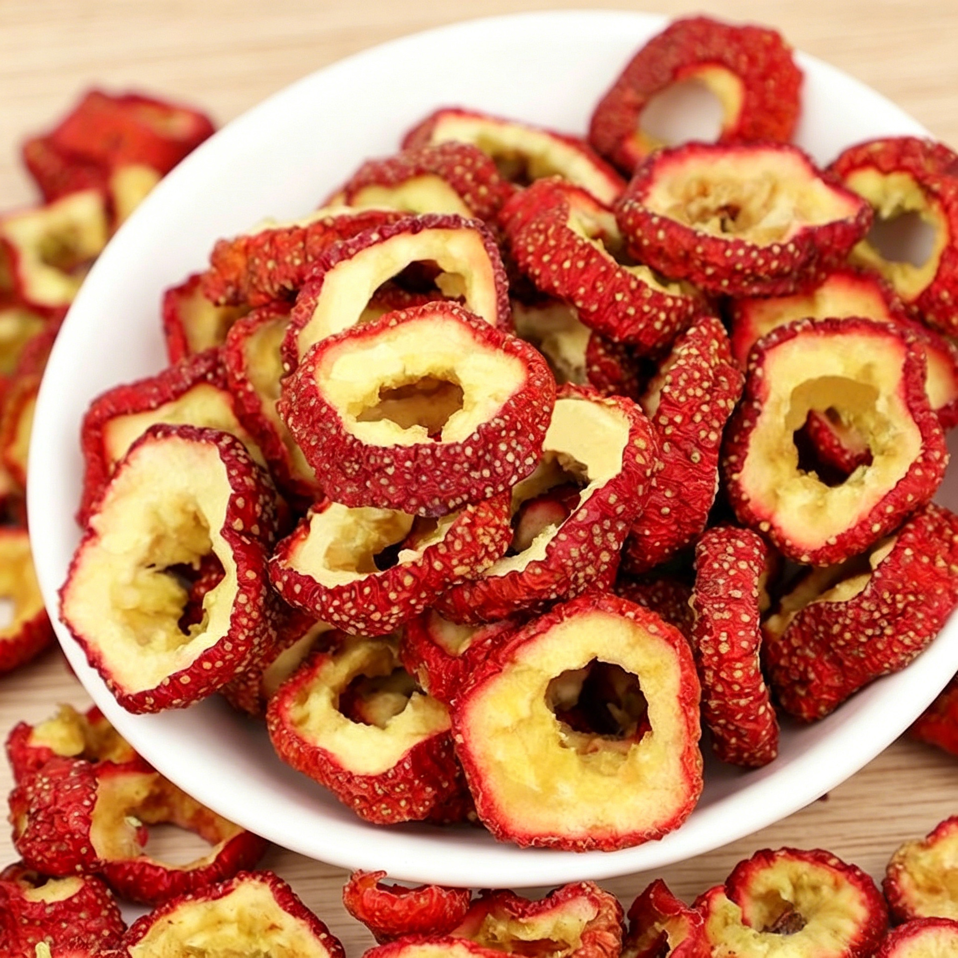 Dried Hawthorn Slices Shan Zha Seedless Hawthorn Rings for Cold Brew Tea 500g in use