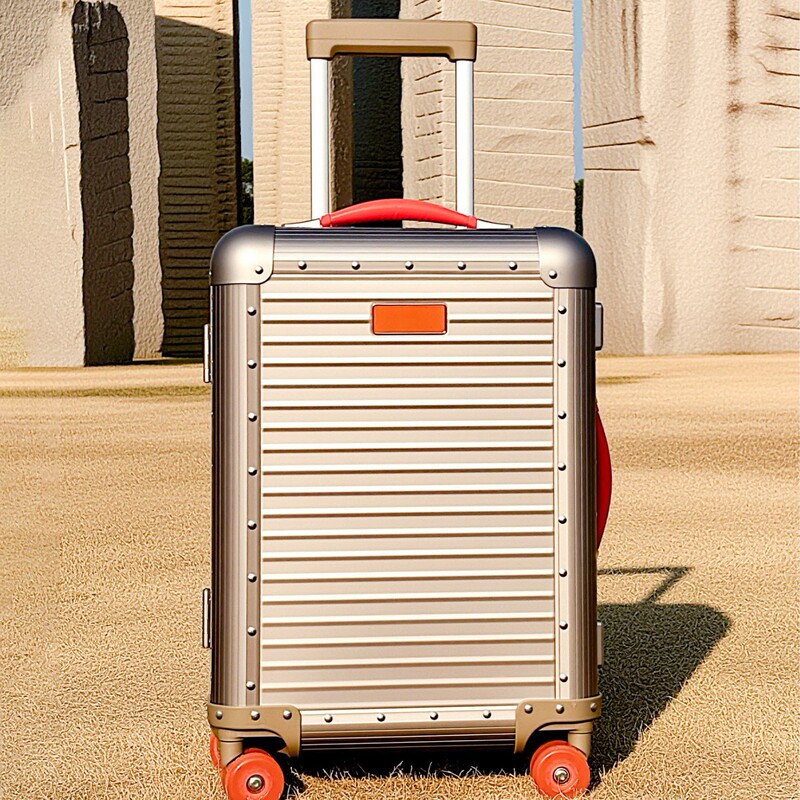 Large-capacity vintage all-aluminum trolley suitcase with universal wheels 20inch travel luggage for men and women with password lock 24-inch suitcase for students Large-capacity vintage all-aluminum trolley suitcase with universal wheels 20inch travel luggage for men and women with password lock 24-inch suitcase for students