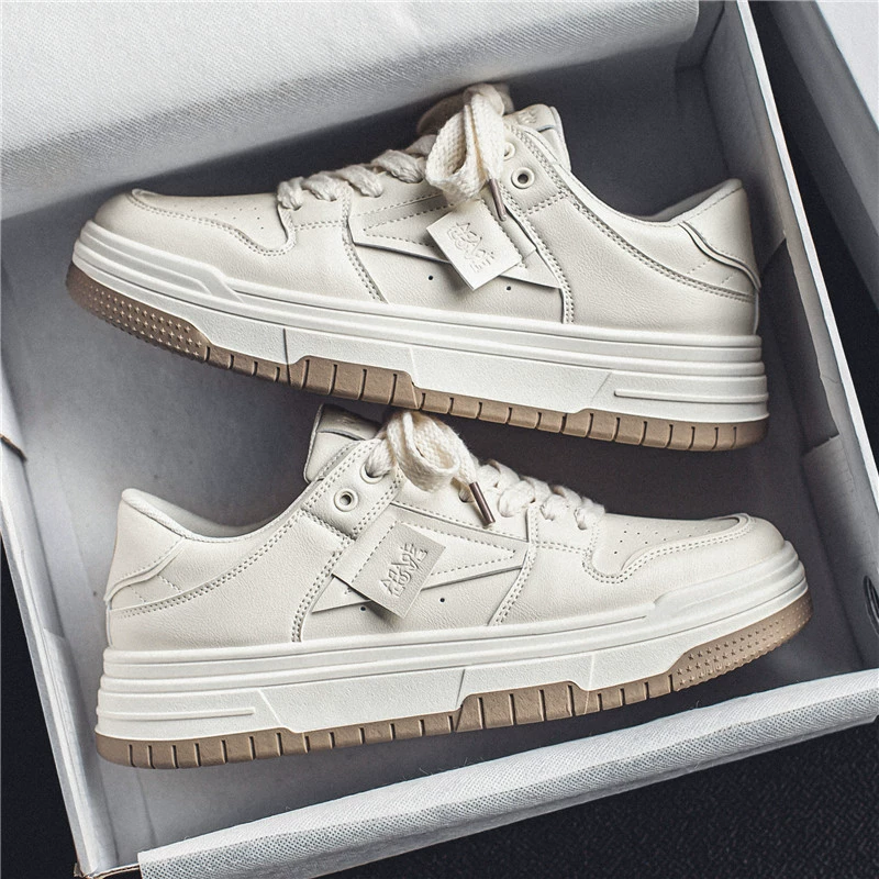 Putian мужская обувь весна и осень 2024 новая гонконгская обувь повседневная обувь на толстой подошве молодежная спортивная обувь с белым приливом