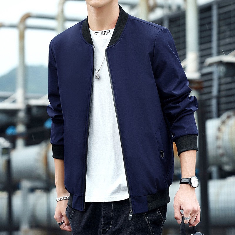Nueva chaqueta de hombre para primavera y otoño, estilo otoñal de color sólido, chaqueta informal para papá, top versátil moderno y elegante. image 3