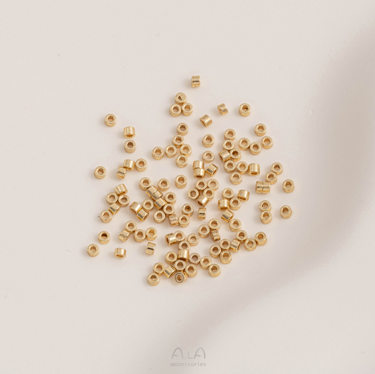 Solid Color Pattern 100 Pieces 1.6*0.8 Less Than 1mm Copper 14K Gold Plated Solid Color Polished DIY Jewelry Accessories Beads