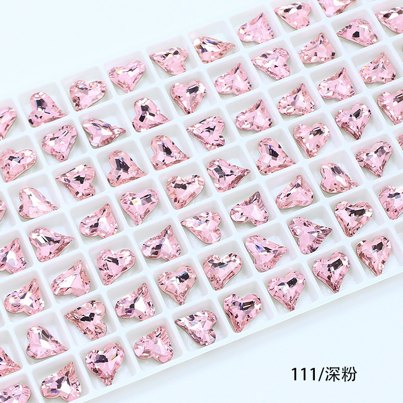 東州クリスタル 8*9 ミリメートル新しい小さな斜めハート型の輝くネイルアートダイヤモンド高品質 K9 ガラスダイヤモンド模造ファーザー DIY ジュエリーアクセサリー|undefined