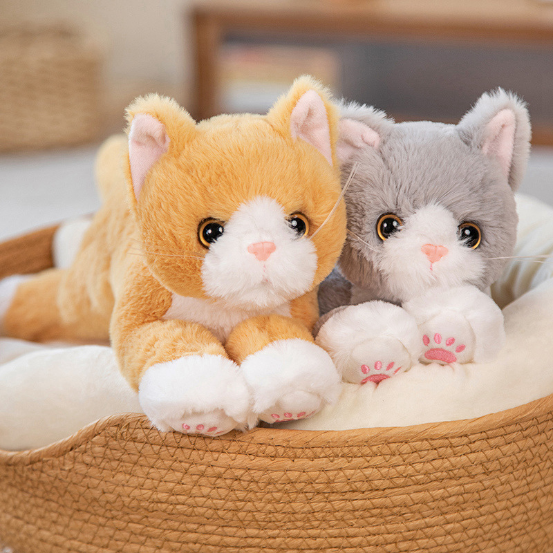 Caricatura lindo gato juguete de peluche muñeca de simulación gato negro muñeca de tela para niños almohada regalo de mascota