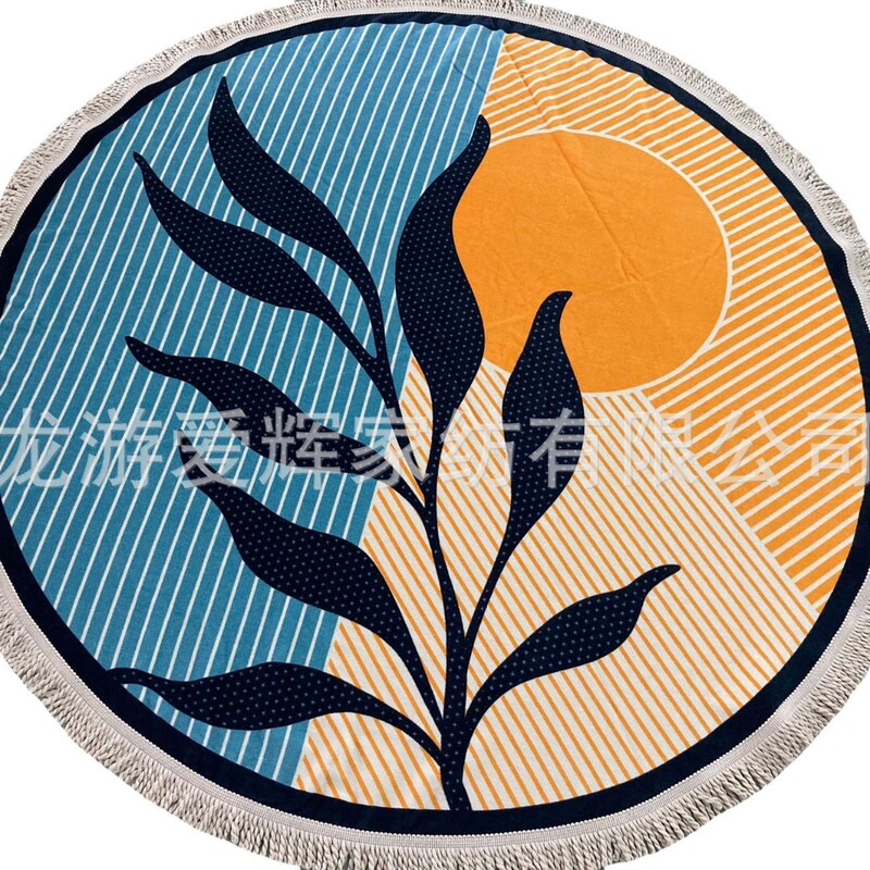 Cotton Printed Terry Cloth Round Beach Towel, Cotton Tassel Beach Towel, Bohemian Style Beach Towel