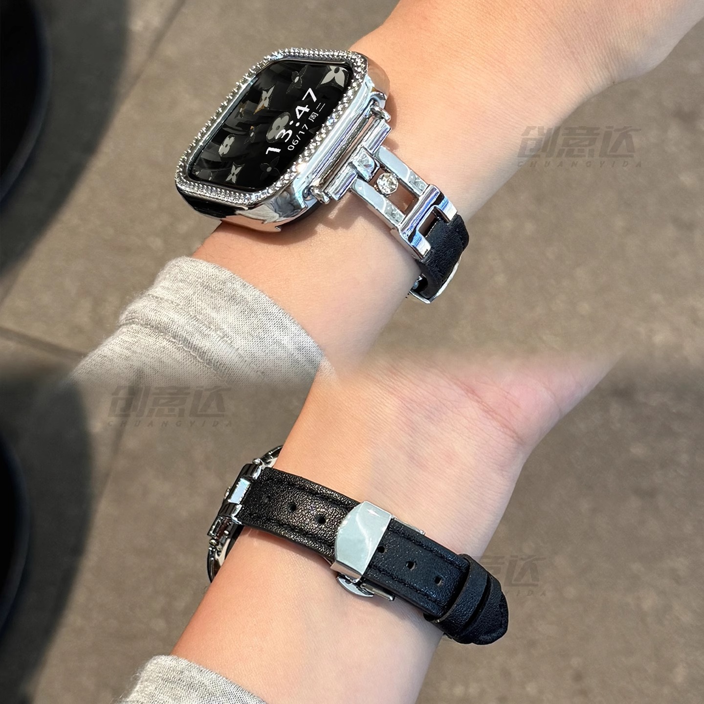 Suitable for Xiaomi Mi Band 8/9Pro Strap Slide Flash Diamond Metal Belt Redmi Watch4/5 Strap Fashion