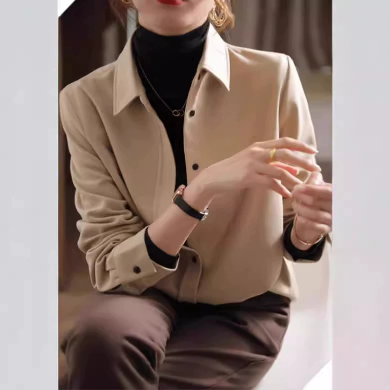 Премиум корейская версия свободной шерсти ретро рубашка осень-зима новая профессиональная рубашка с длинными рукавами женская осень-зима