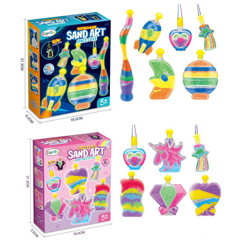 Cross-border children's artistic creative luminous DIY colored sand bottle handmade sand painting educational toys quicksand bottle furnishings toys