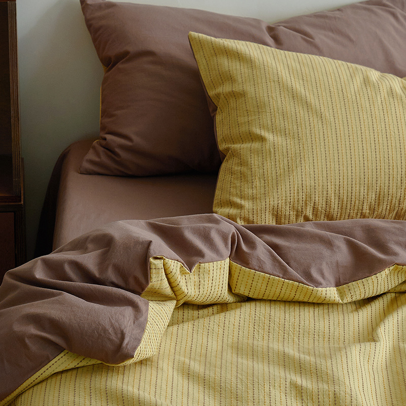 Parure de lit 4 pièces en jacquard de coton style vintage_voghion.com