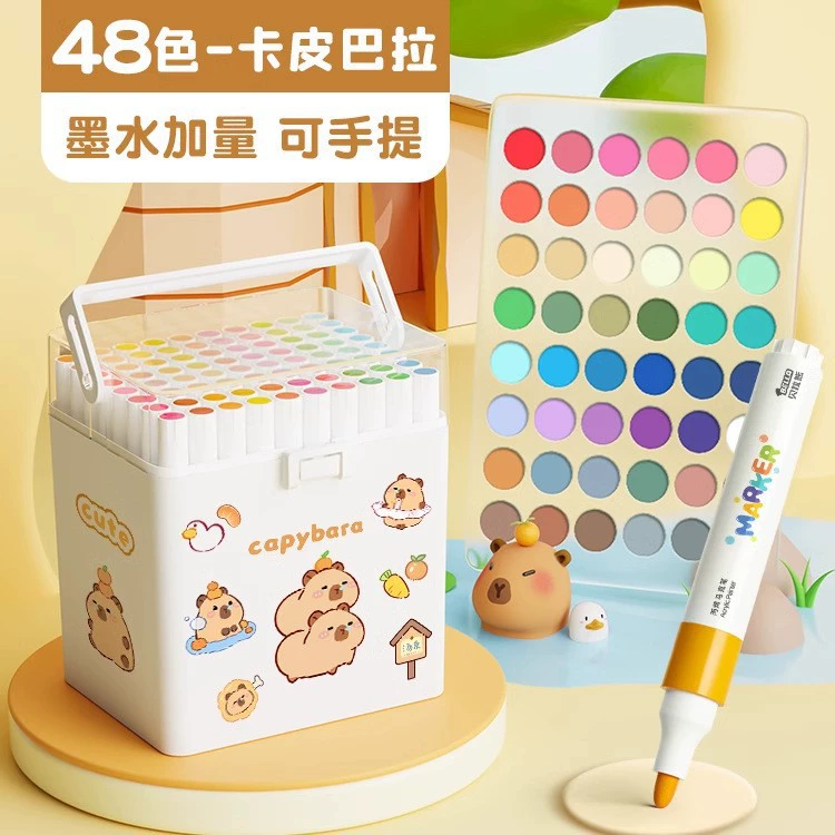 Acrylic, art marker, brush, crayons, washable