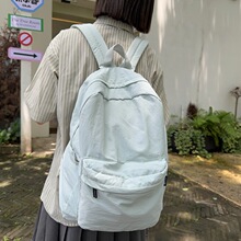 潮旅行背包新款大容量轻便休闲学生书包纯色睿营水洗尼龙双肩包女