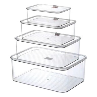 Factory supply refrigerator fresh food storage box PET rectangular plastic transparent food fresh-keeping box with lid