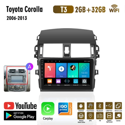 Suitable for Toyota Corolla 06-13 Gps Android Navigation System with Bluetooth and Reversing Camera Intelligent Car Machine (DVD Navigation) - a-4-core-2g32gcarplaywifi