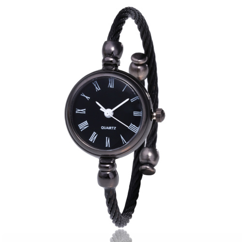 Women's Silver Beaded Bracelet Watch with Chic Style, Minimalist Retro Design, Korean Version, Simple and Versatile, Fresh and Youthful