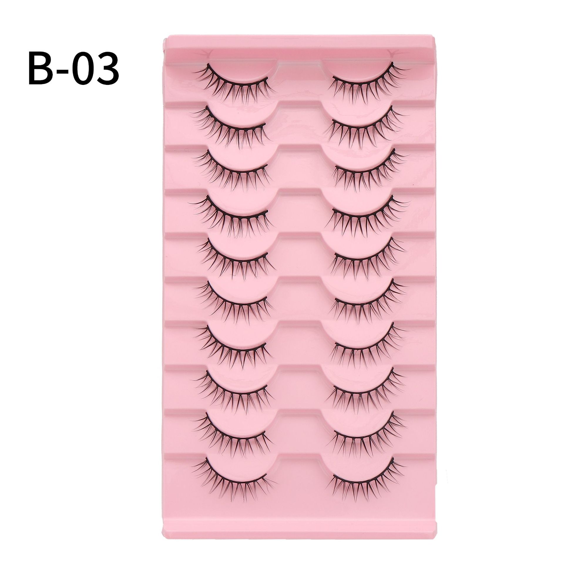 En stock una caja de 10 pares 009 pequeño diablo pestañas falsas natural multi-nivel 3D tridimensional pestañas fábrica al por mayor