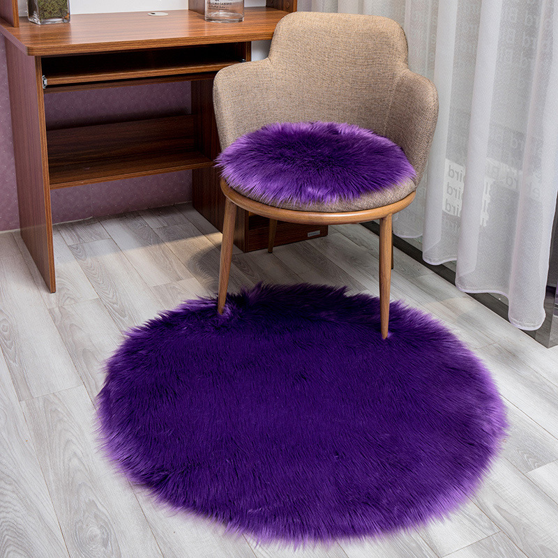 Alfombra de peluche larga dormitorio redondo chica silla mecedora silla de computadora mantas de lana nórdico alfombra de armario image 17