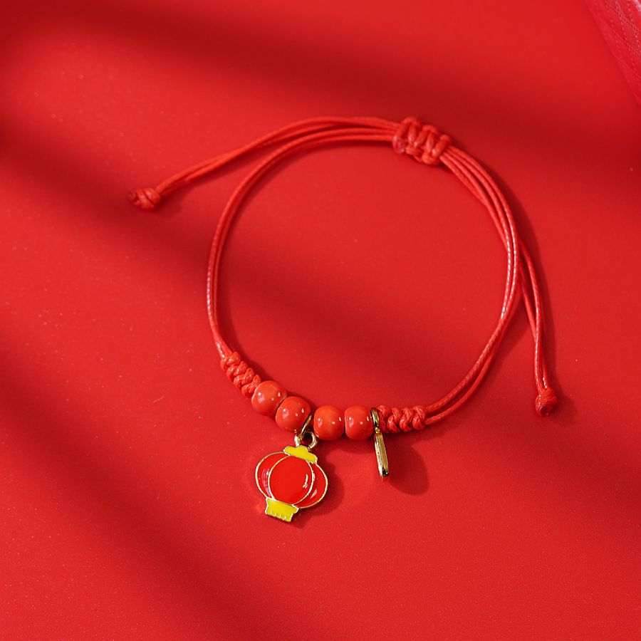 thumbnail image 1 of Conejo Pulsera de cuerda roja Temperamento dulce Pulsera con cuentas de cristal rojo lindo Mujer 580 Linterna roja, 1 of 2