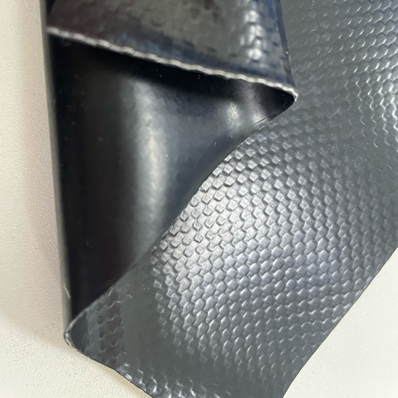 1.2mm黑色PVC夹网布气囊面料 拉力撕裂好强度高阻燃刀刮布现货