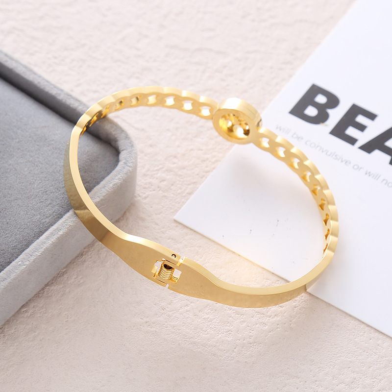 Women'S Gender Casual Lady Streetwear Tree Stainless Steel Plating Inlay Zircon Bangle