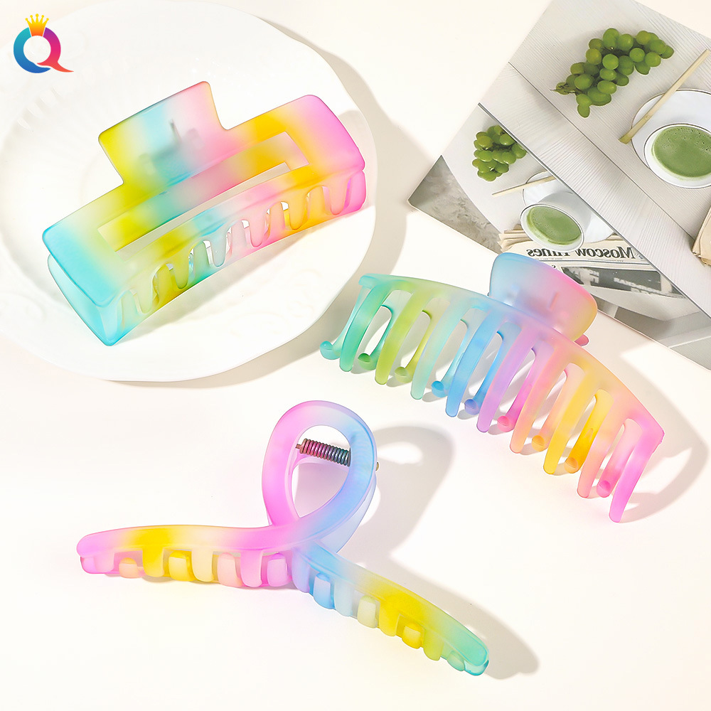 55g Weight Hair Claws Hair Accessories Type 1 Piece Quantity Holiday, Daily Occasion Plastic Material Rainbow Pattern Women's Gender Sweet, Simple Style Style Women's Sweet Simple Style Rainbow Plastic Hair Claws 5