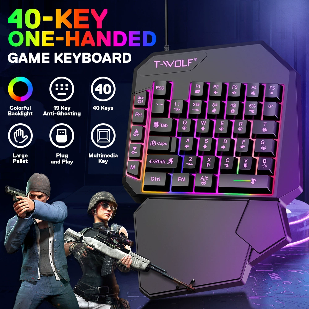 T-WOLF Thunder Wolf T19 игра Однорук клавиатура оружие Бог левая рука мобильная игра Планшет внешний клавиатура закуска курица кросс бордер