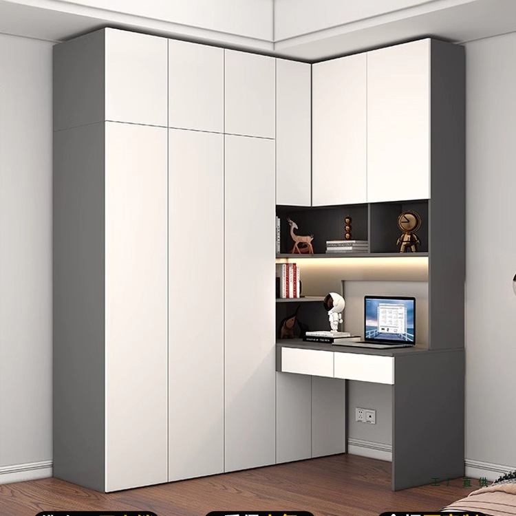 ENF级板卧室小户型转角衣柜连书桌一体组合学生电脑学习桌写字台