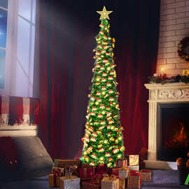 跨境新款圣诞树圣诞节装饰 1.5米茜草圣诞树伸缩可折叠家居装饰树