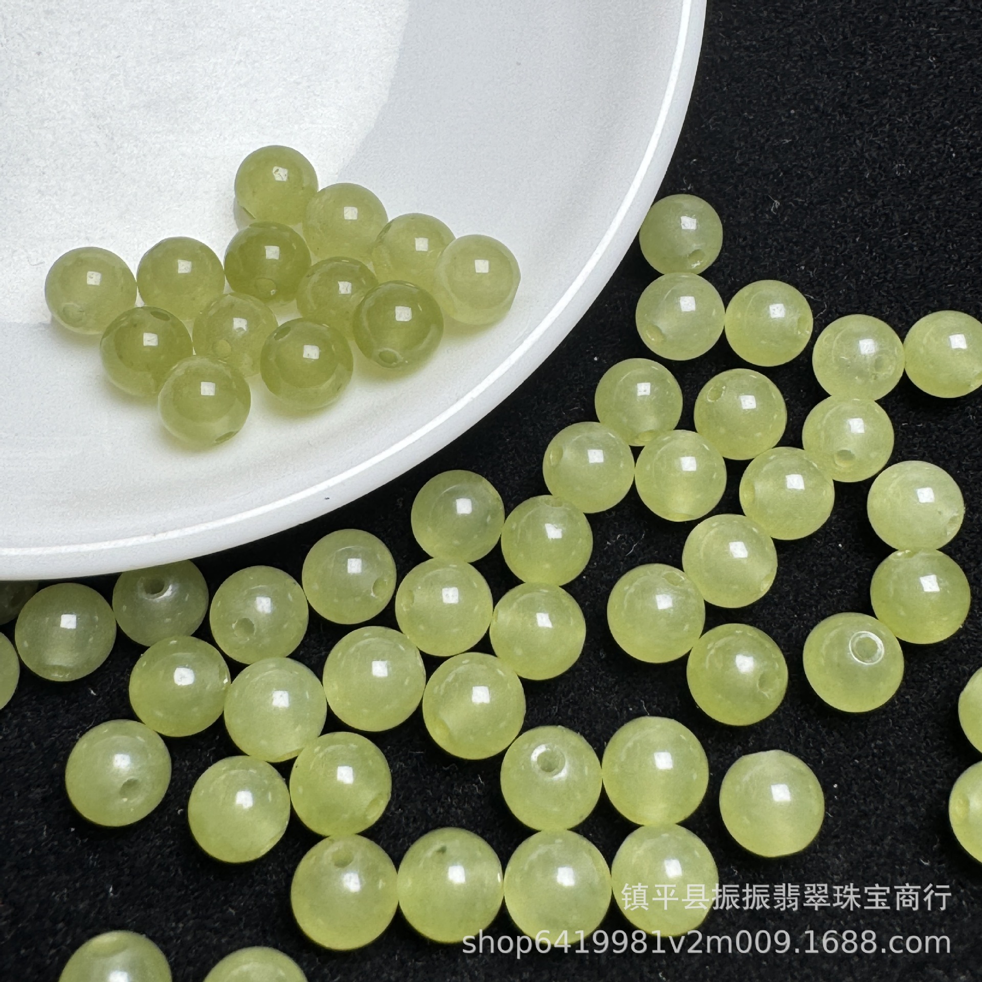 和田玉色晴水绿圆珠散珠批发 diy玉石饰品手链项链玉珠隔珠批发