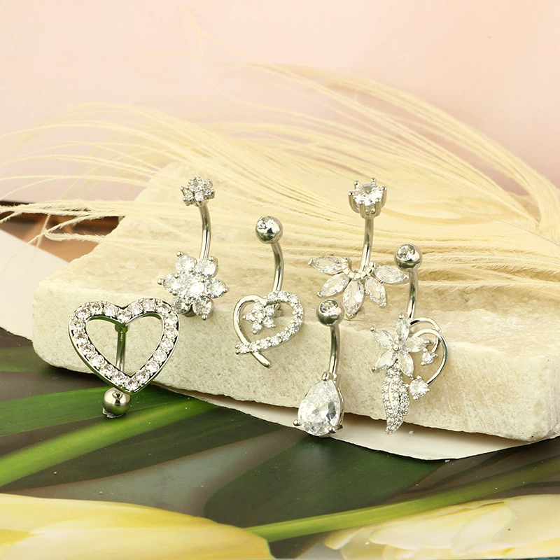 П physiological belly button piercing stainless steel with zircon, Aliexpress, ebay, Amazon