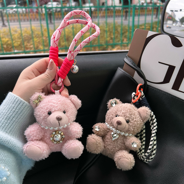 Bag Pendant, Keychain Classification 1 Piece Cute Bear Plush Unisex Bag Pendant Keychain