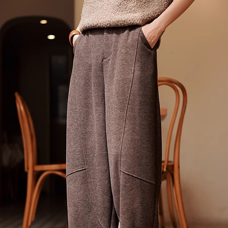 2025 Angel Sheep Wool Blended Tassel Strip Drape Thick Washable Dundun Pants Carrot Pants