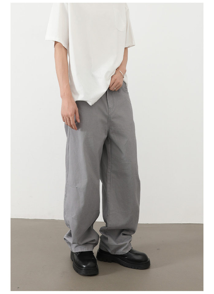 Quần jeans nam ống rộng lưng thun nửa, dáng suông thoải mái — Màu xanh quân đội, màu xám nhạt, màu xám đen, đen chi tiết 19