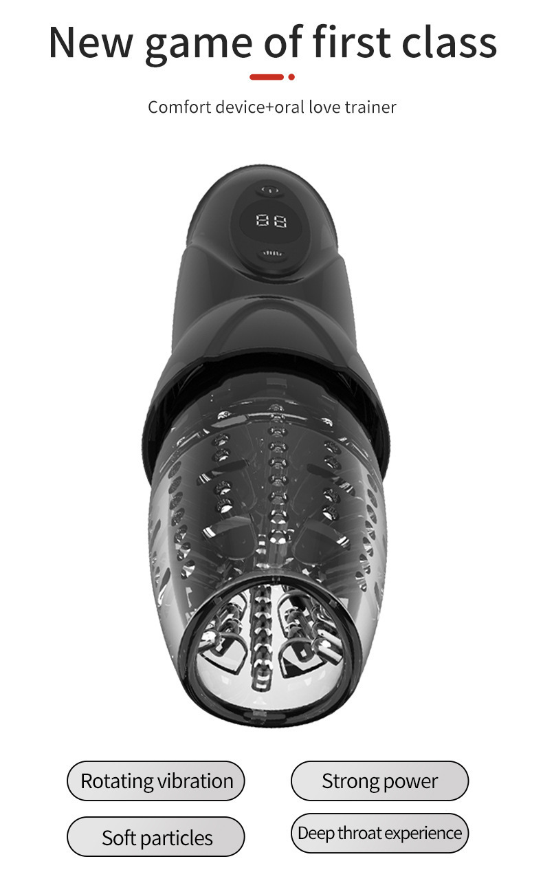 Telescopic Rotating Electric Masturbator with Vibration, Black ABS and Silicone Cup for Men — detail image 6