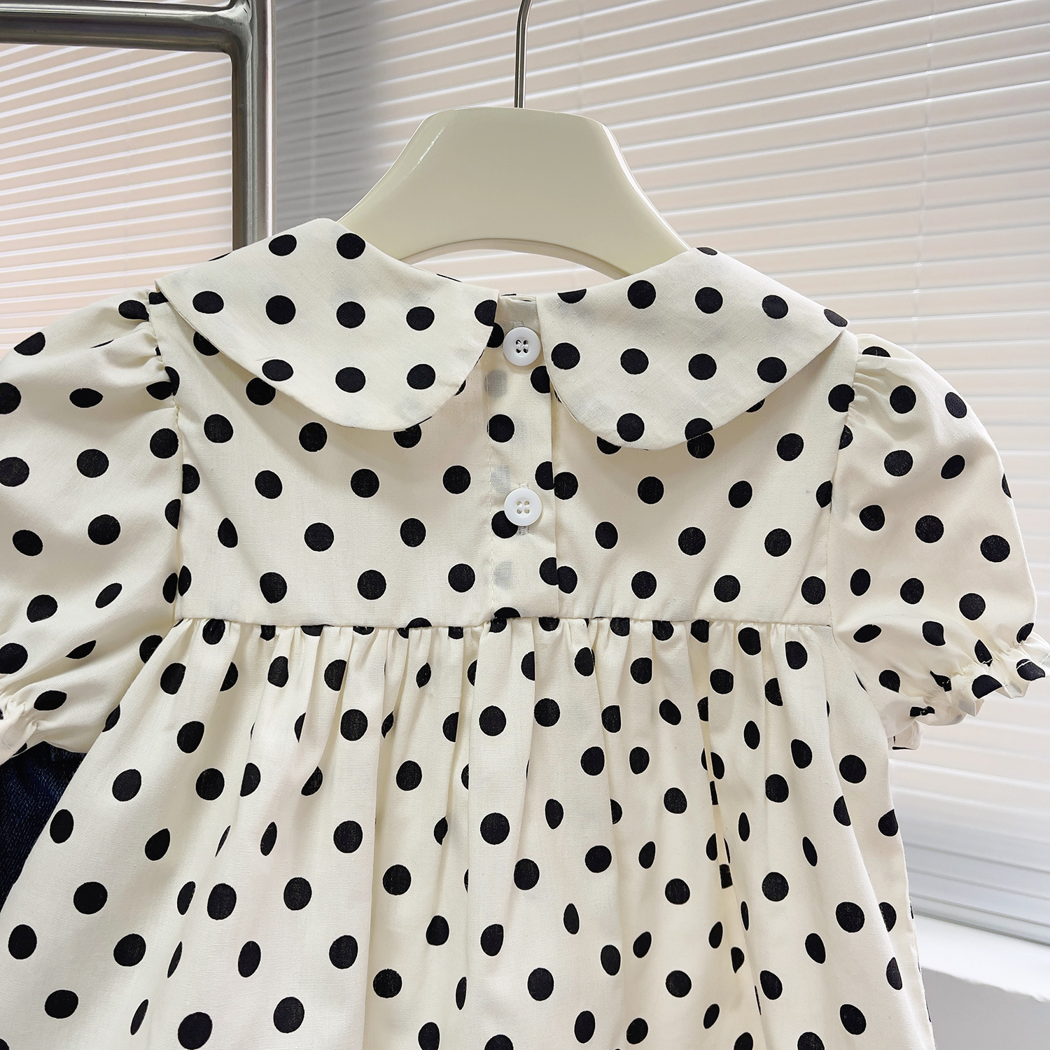 Mädchen Set Mit Polka Dot Bluse Und Jeansshorts Mit Schleife_voghion.com