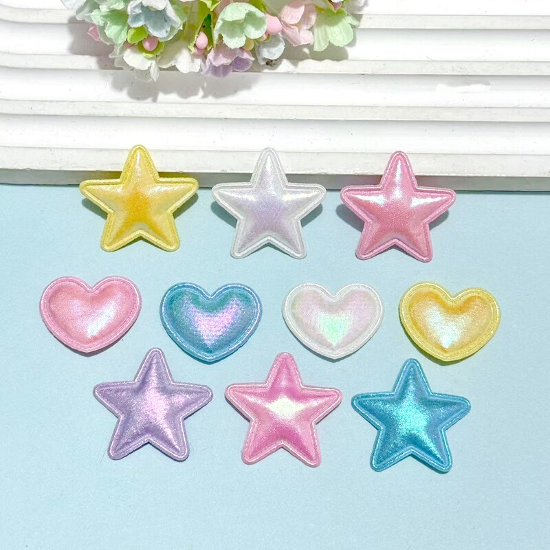 DIY Jewelry Accessories Macaron Glossy Five-Pointed Star Pearlescent Fabric Heart Hair Accessories Materials Handmade Decorative Accessories