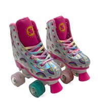 新款彩虹渐变色双排溜冰鞋女四轮花式旱冰鞋pp底座带前刹轮滑鞋