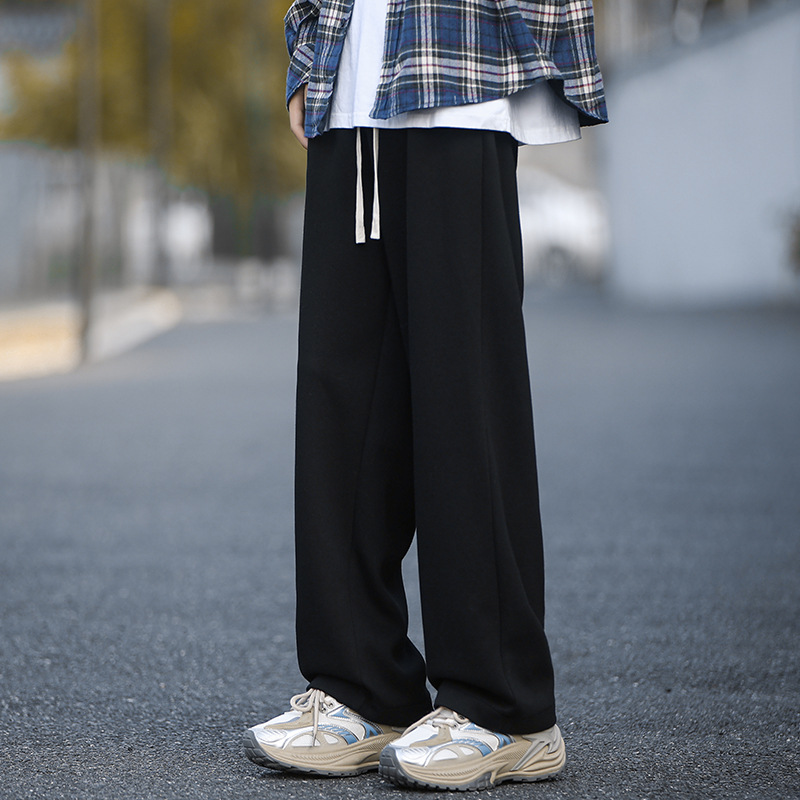 灰色重磅衛褲男款秋季新款寬鬆休閒百搭運動褲美式潮牌直筒長褲子