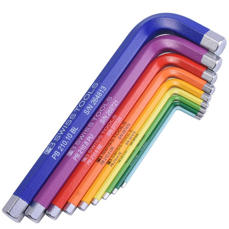 瑞士PB彩虹内六角扳手公制平头彩色进口单个1.5/2/3/4/5/6/8/10MM
