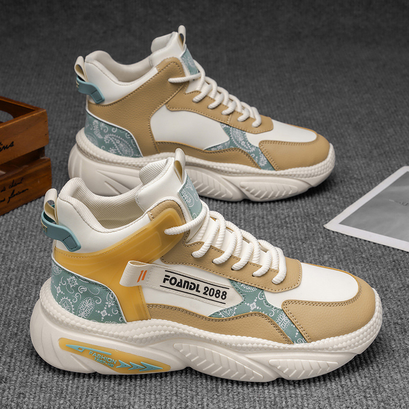 Putian 하이 탑 남성 신발 봄과 여름 올 매치 학생 레저 실제 전투 농구 스포츠 달리기 높이 증가 화이트 토레 트렌디 신발