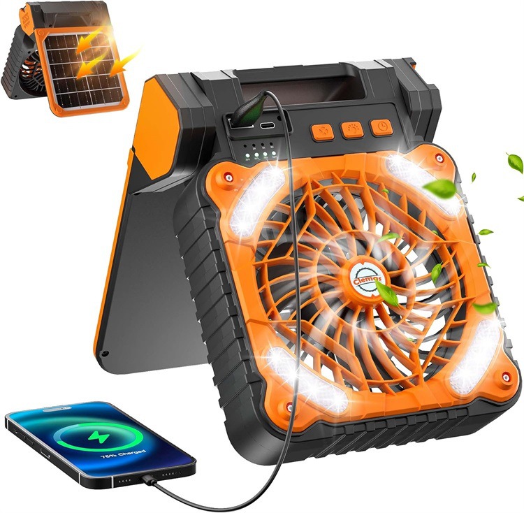 Ventilador de camping recargable, portátil, multifuncional, banco de energía, para tienda de campaña, para exteriores, transfronterizo.