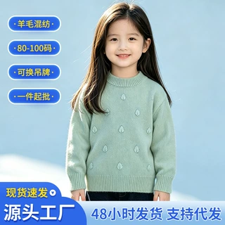男女童毛衣秋冬季休闲儿童洋气套头针织上衣宝宝加厚童装A类加厚