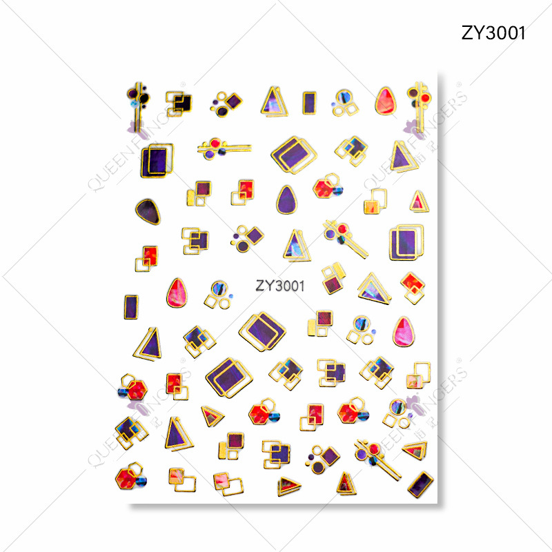 Concubina joyería de uñas geométrico universo planeta gilding DIY pegatinas de uñas Moon Gem 3D pegatinas de uñas adhesivas