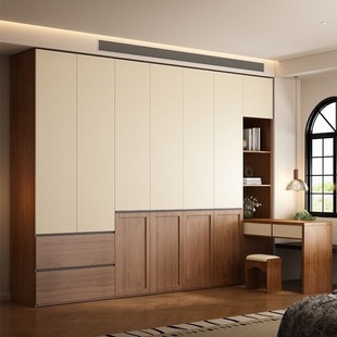 Middle Ancient Sectional Solid Wood Wardrobe One Door-to-Top Handler-Free Modern Simple Desk Integrated Particle Board Wardrobe