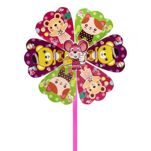 Children's cartoon colorful plastic windmill toy kindergarten gift outdoor activity park square stall push