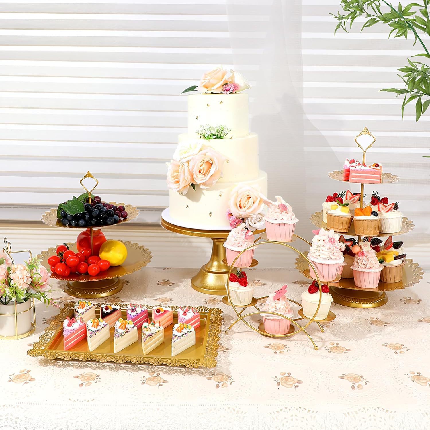 Tabla de postres estante de exhibición estante de pasteles de postre bandeja de pasteles de comida fría estante de mesa de descanso estante de té de la tarde estante de refrigerio