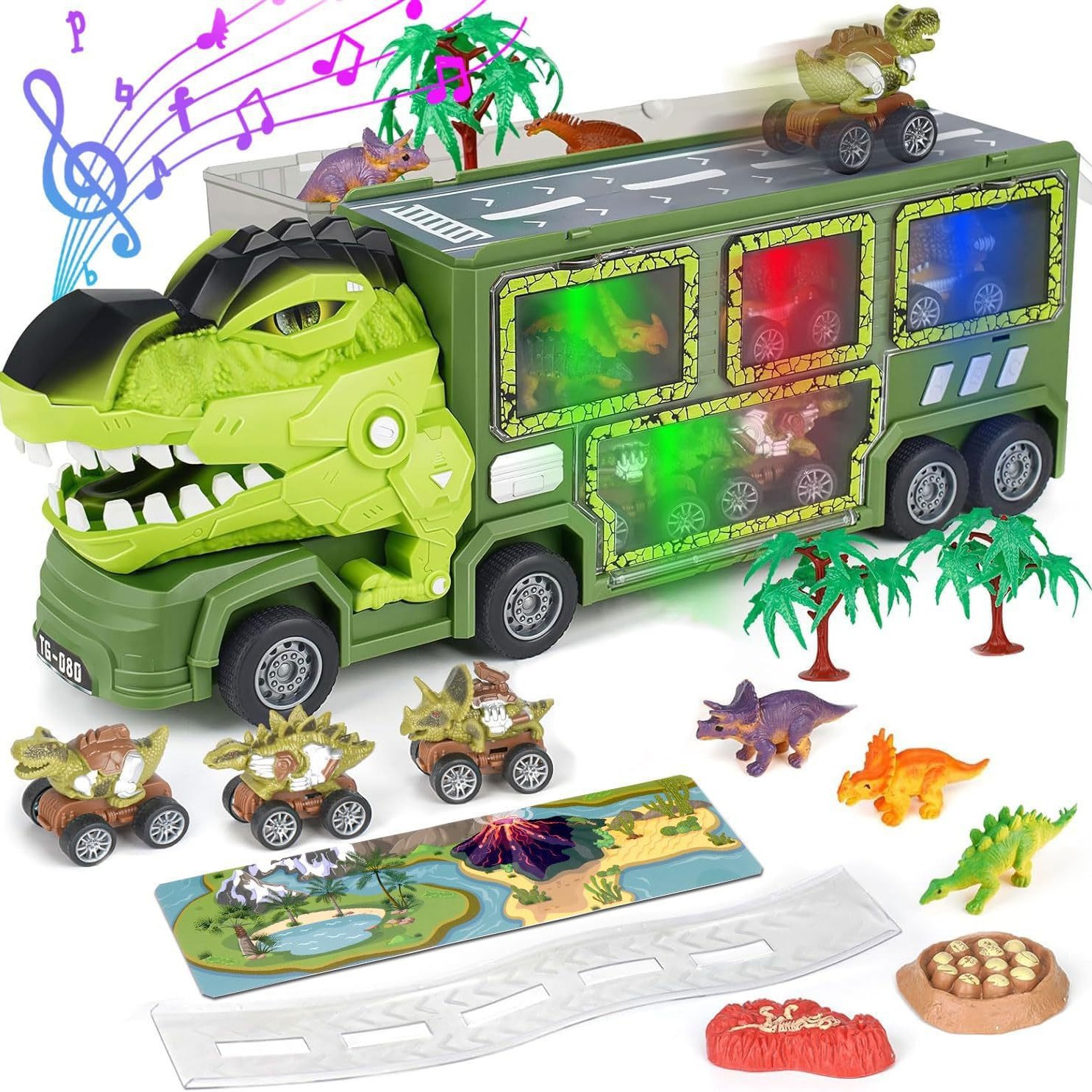 El Comercio exterior transfronterizo nuevo dinosaurio almacenamiento coche inercia Tire hacia atrás coche Modelo de dinosaurio grande para niños juguetes para niños