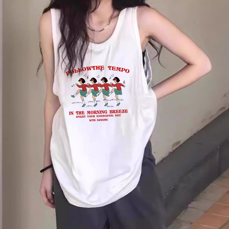 Casual Style Sleeveless Vest for Women 2026 Summer Chic Printed Outerwear Loose Plus Size Casual Tank Top