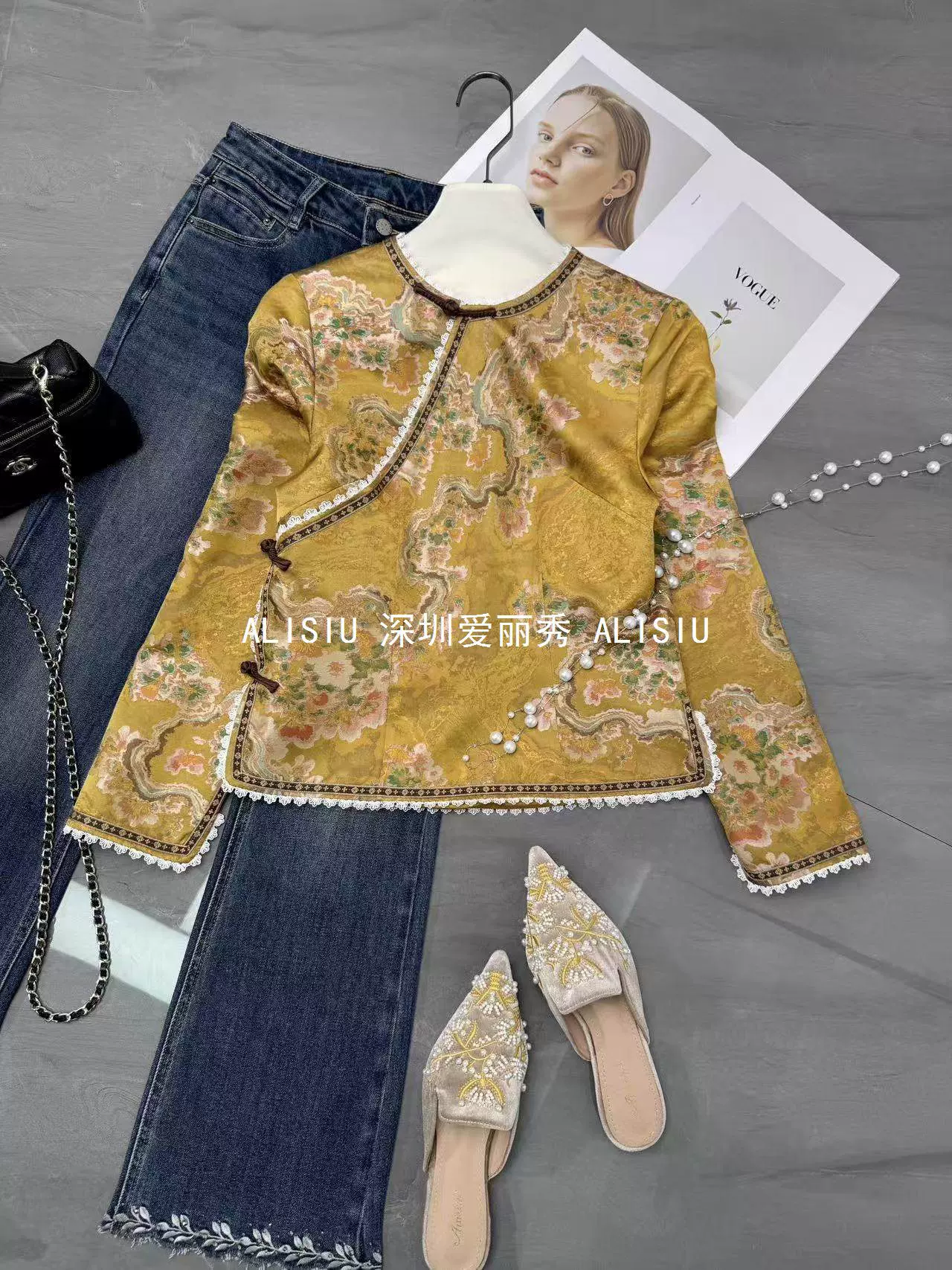 南油轻奢欧货真丝宋锦自带玫瑰香气面料新中式提花拼花边国风