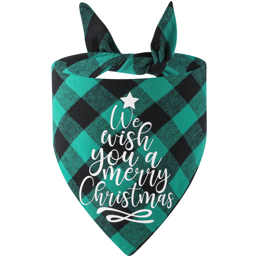 Los fabricantes nuevos transfronterizos de algodón a cuadros toalla triangular perro Toalla de saliva