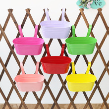 跨境椭圆形铁艺挂盆花盆壁挂挂墙挂桶多肉盆室内阳台护栏装饰吊盆